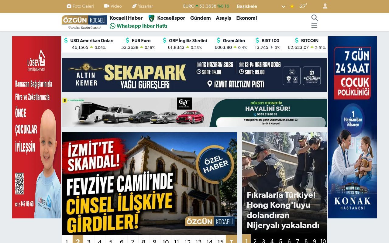 Homepage screenshot of ozgunkocaeli.com.tr