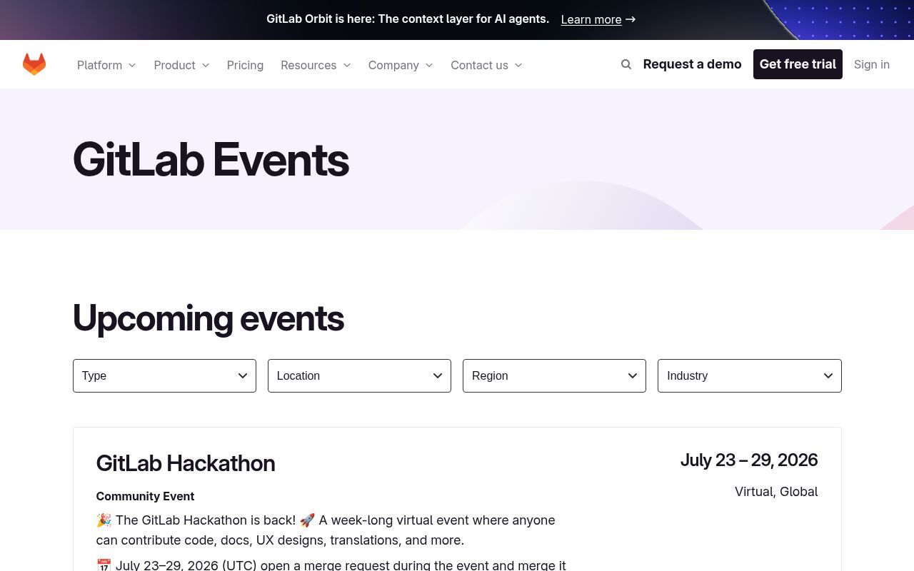 Homepage screenshot of page.gitlab.com
