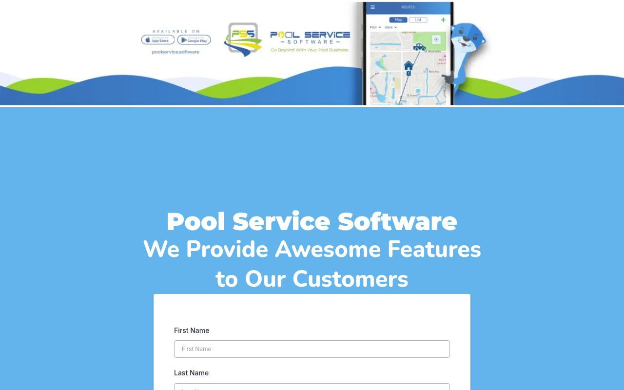 Homepage screenshot of page.poolservice.software
