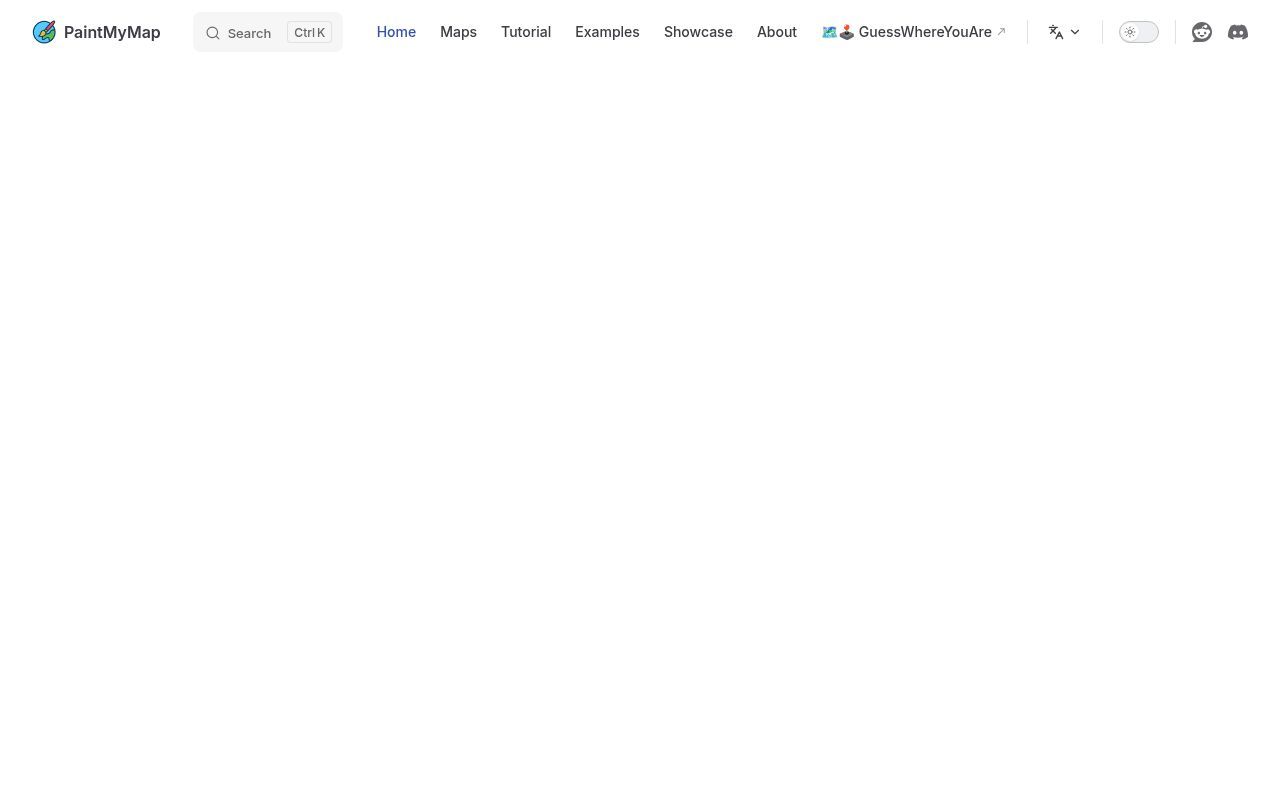 Homepage screenshot of paintmymap.com