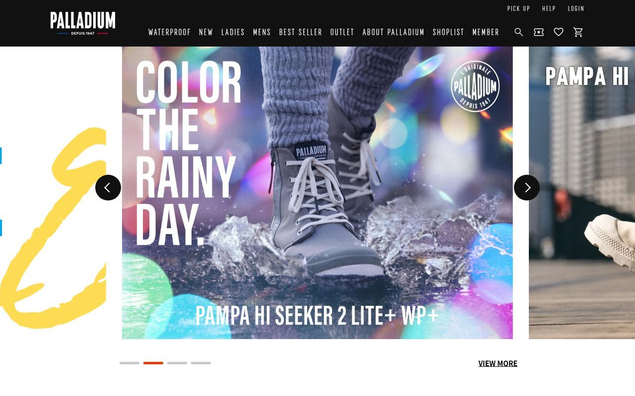 Homepage screenshot of palladiumboots.jp