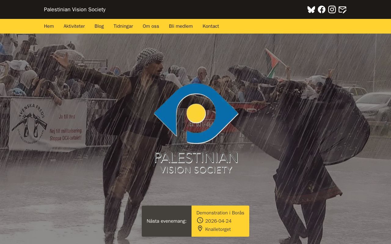 Homepage screenshot of palvision.se