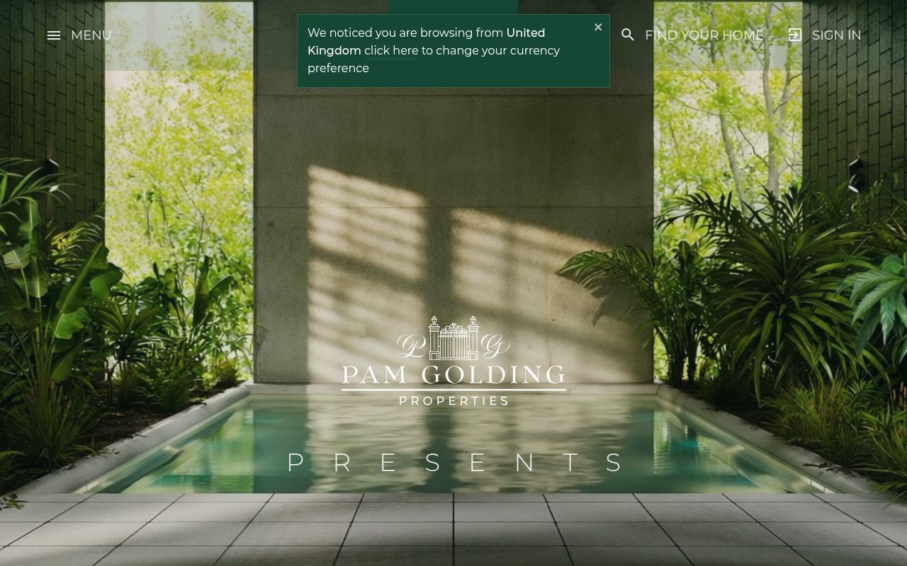 Homepage screenshot of pamgolding.co.za