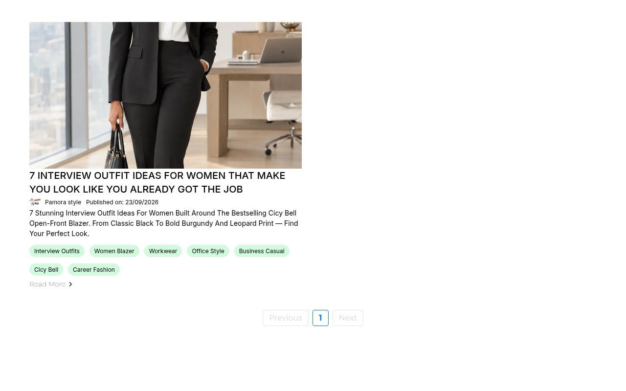 Homepage screenshot of pamora-style.com