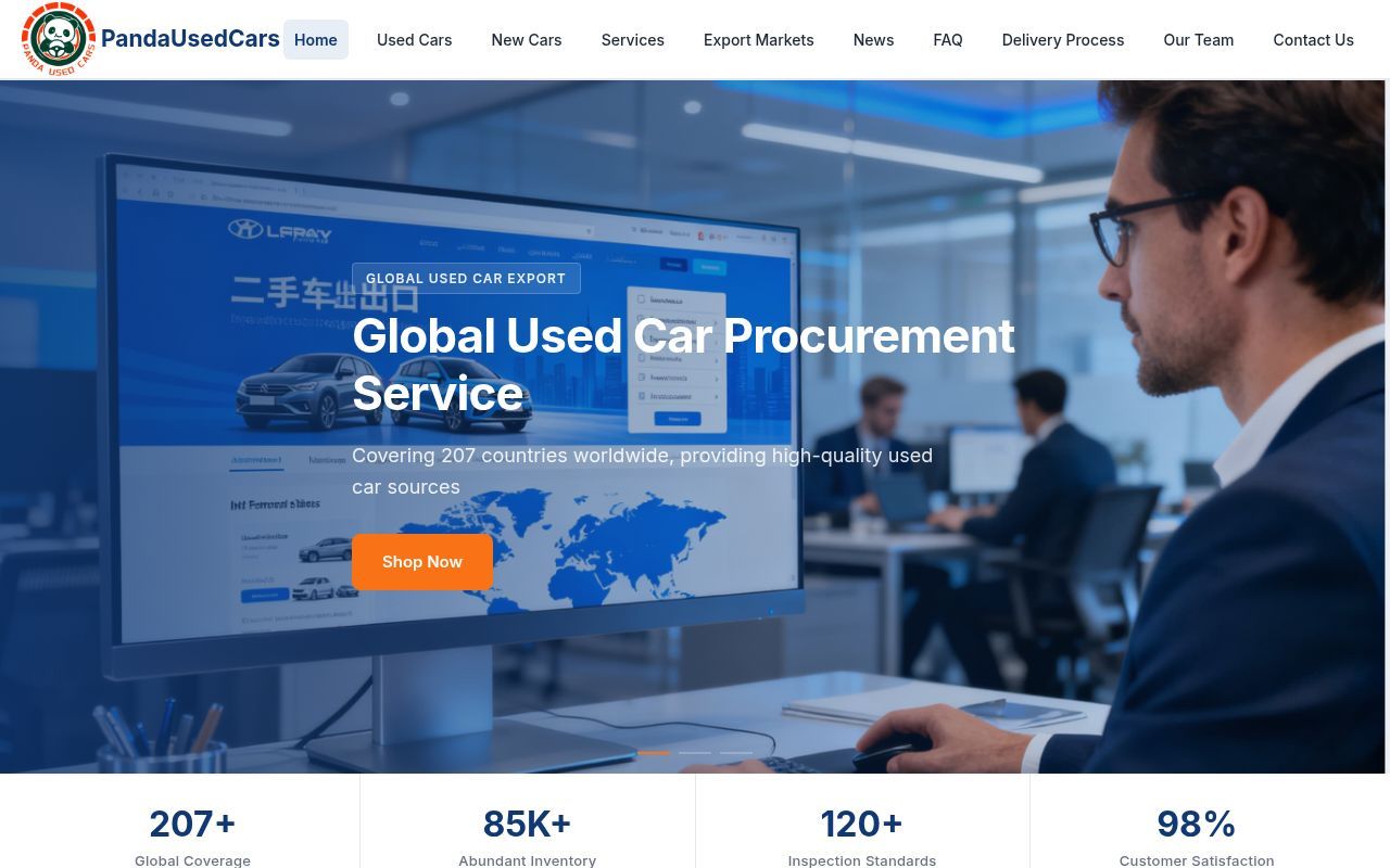 Homepage screenshot of pandausedcars.com