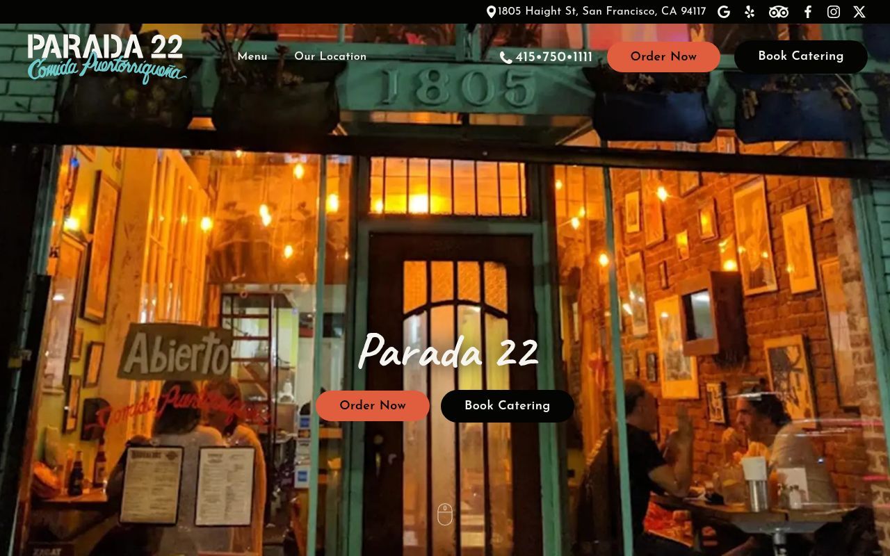 Homepage screenshot of parada22.com
