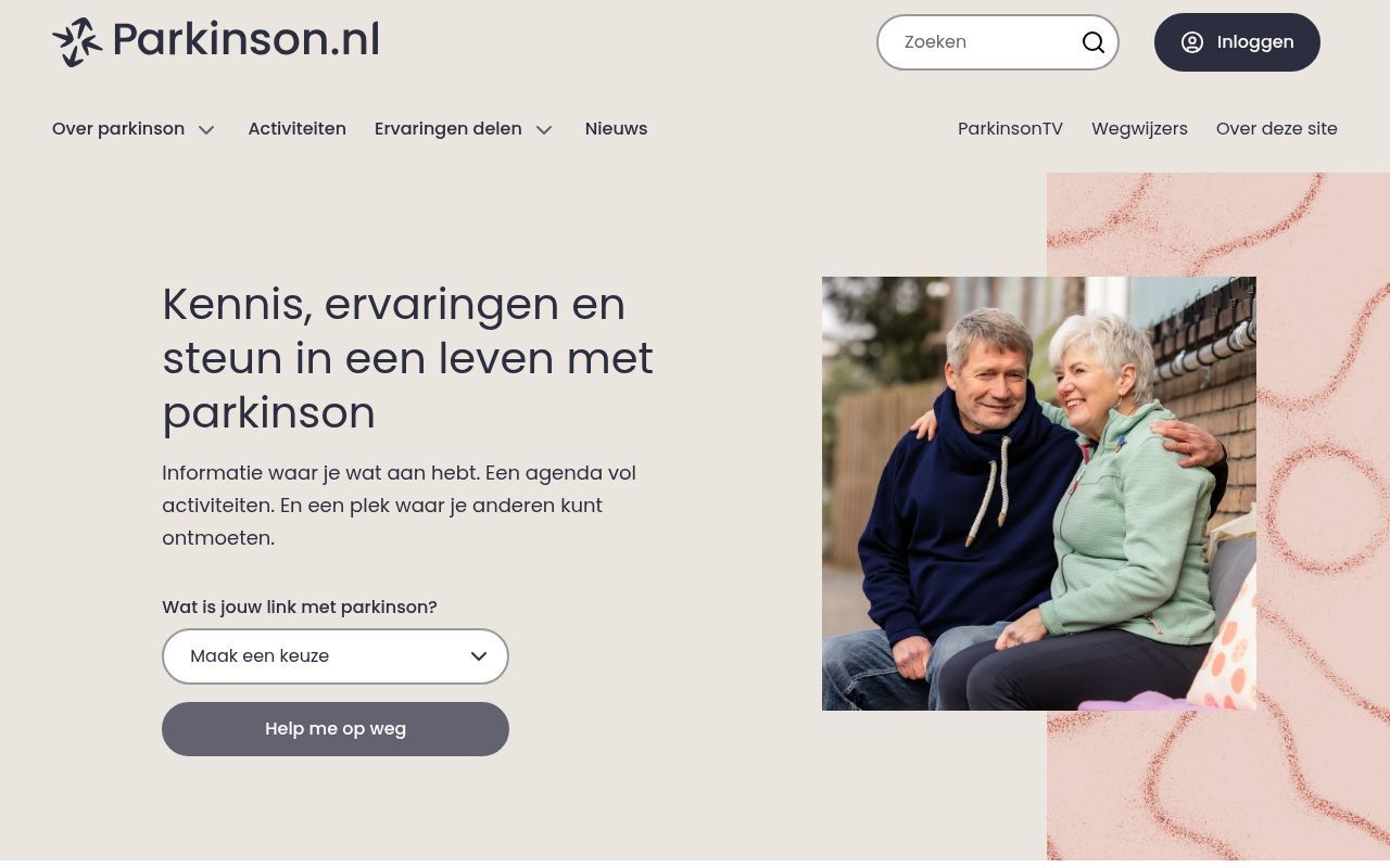 Homepage screenshot of parkinson.nl