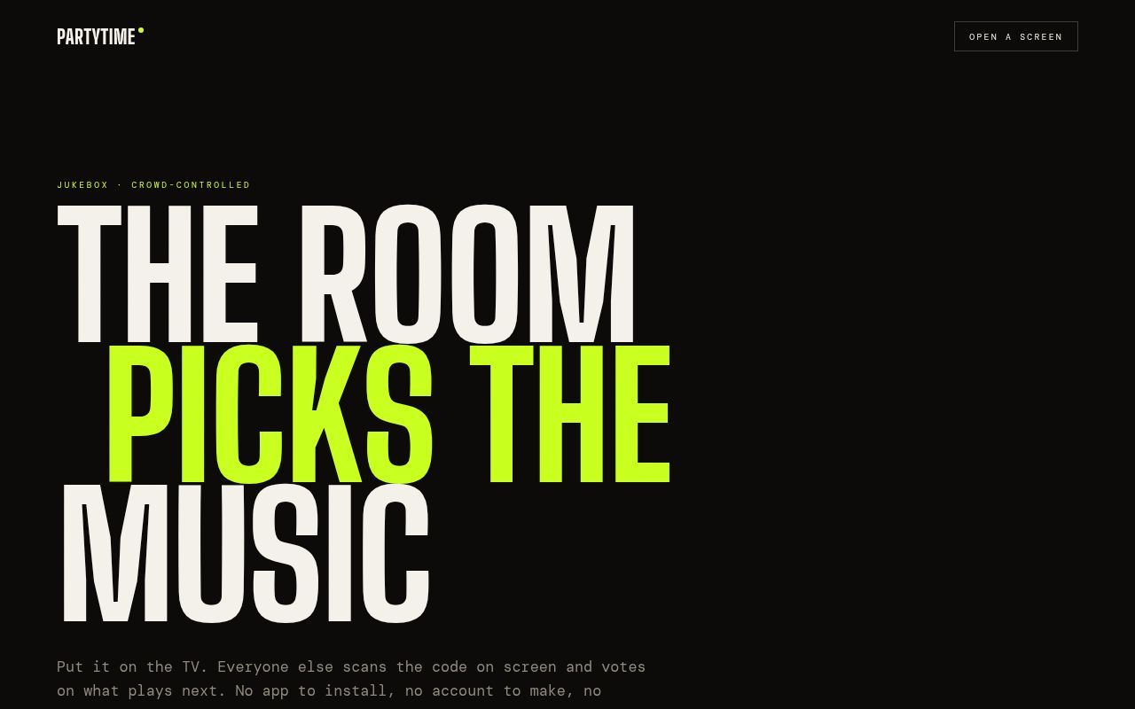 Homepage screenshot of partying.online