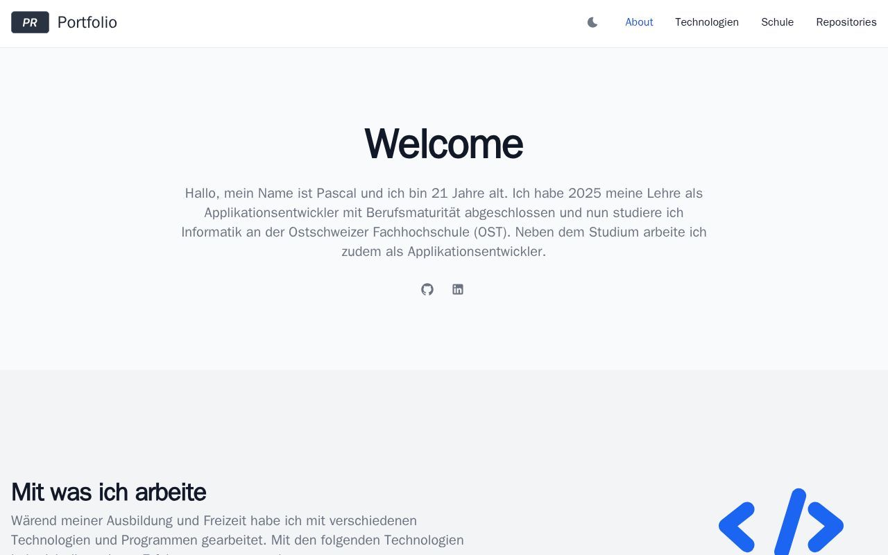 Homepage screenshot of pascalrieder.ch