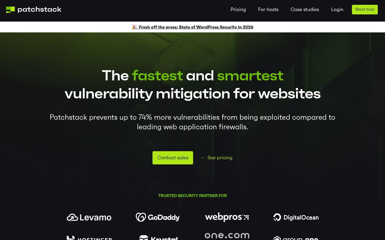 Homepage screenshot of patchstack.com