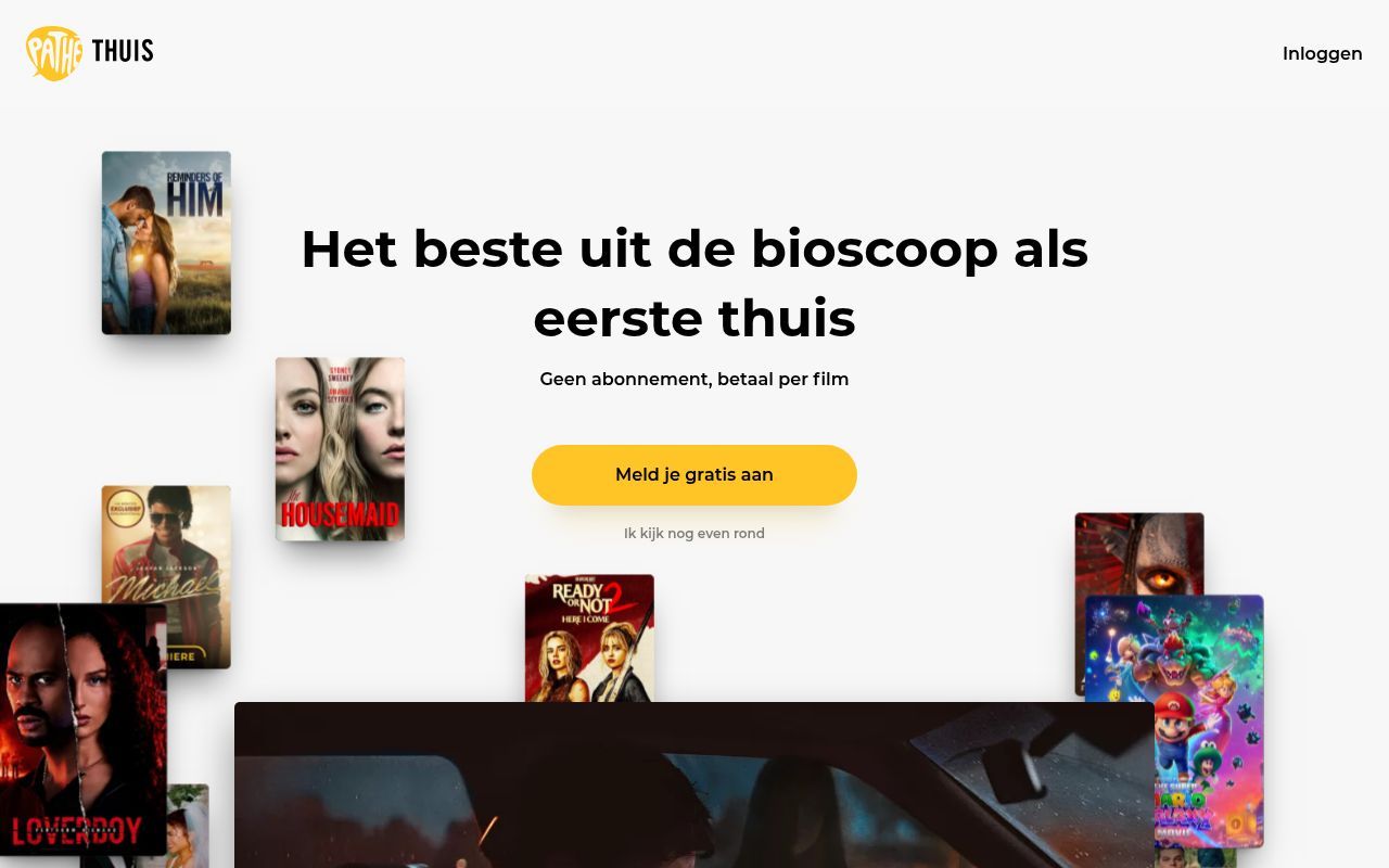 Homepage screenshot of pathe-thuis.nl