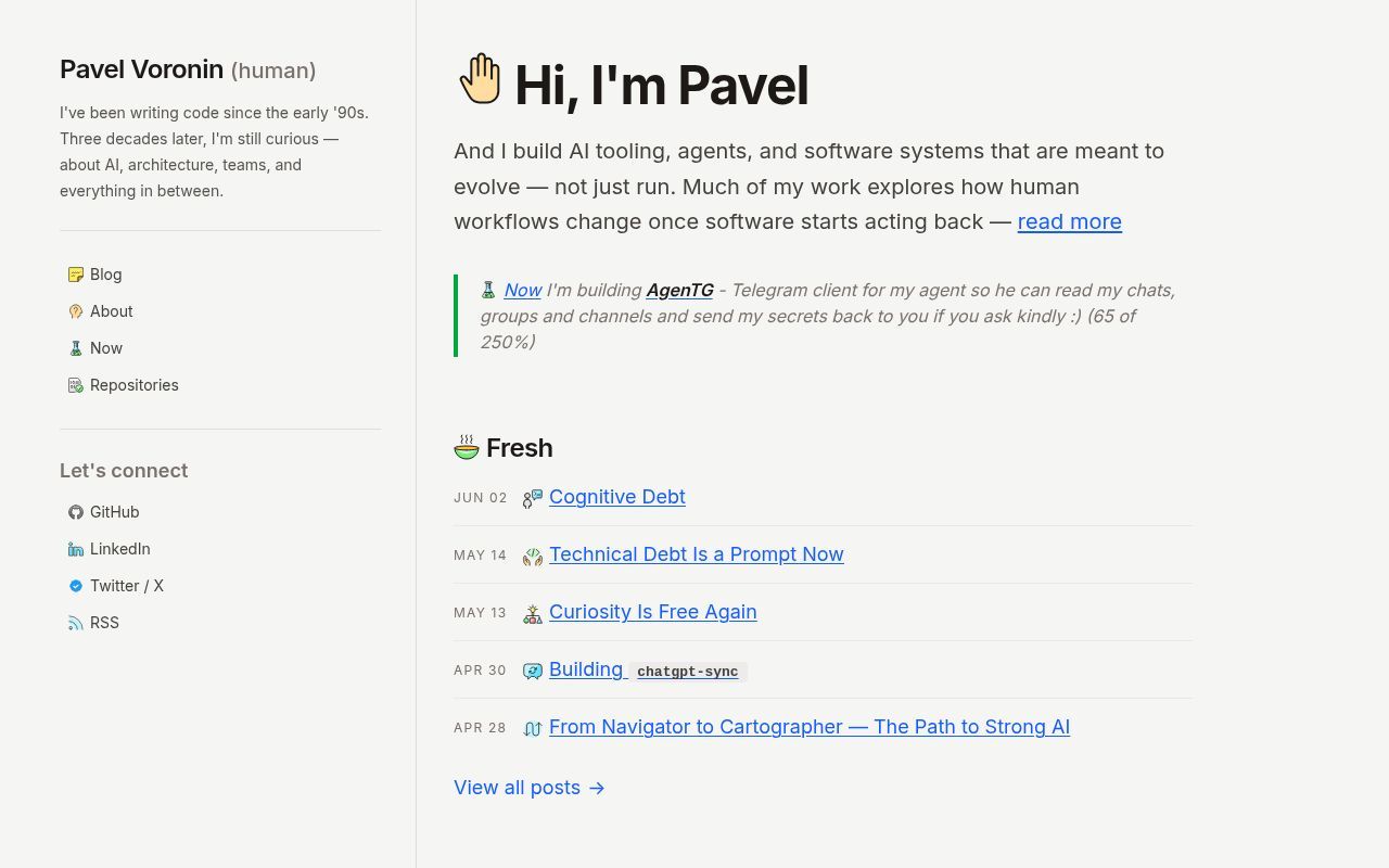 Homepage screenshot of pavelvoronin.com