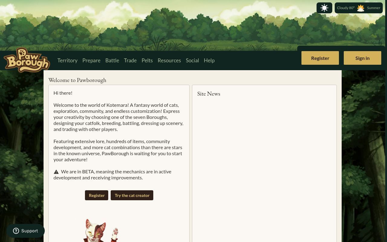 Homepage screenshot of pawborough.net