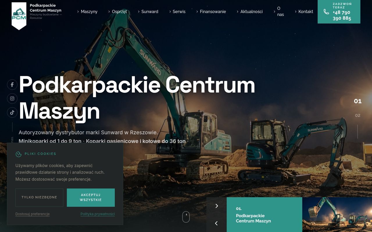 Homepage screenshot of pcmaszyny.pl