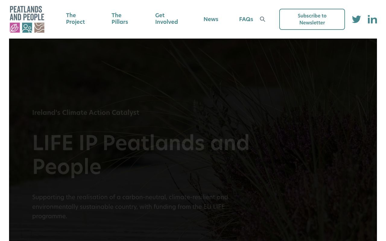 Homepage screenshot of peatlandsandpeople.ie