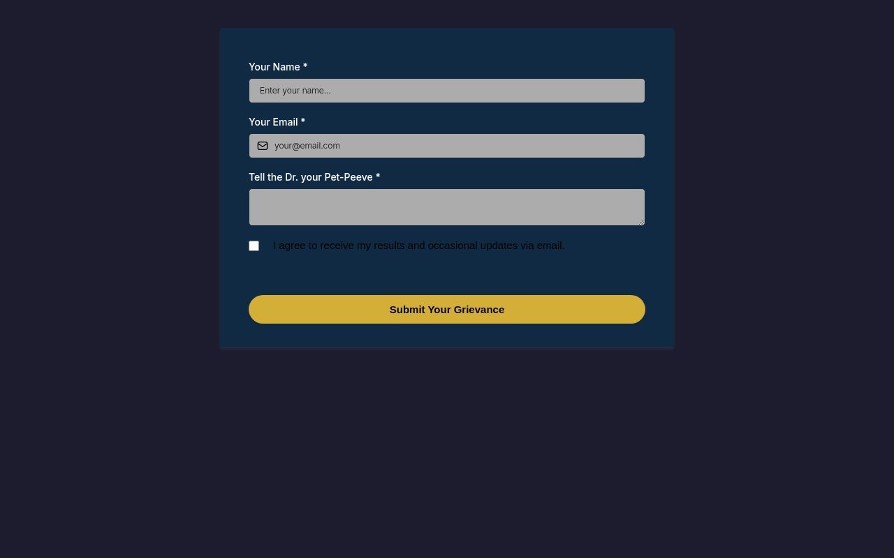 Homepage screenshot of peeve.lazyent.com