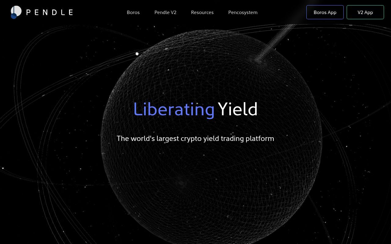 Homepage screenshot of pendle.finance