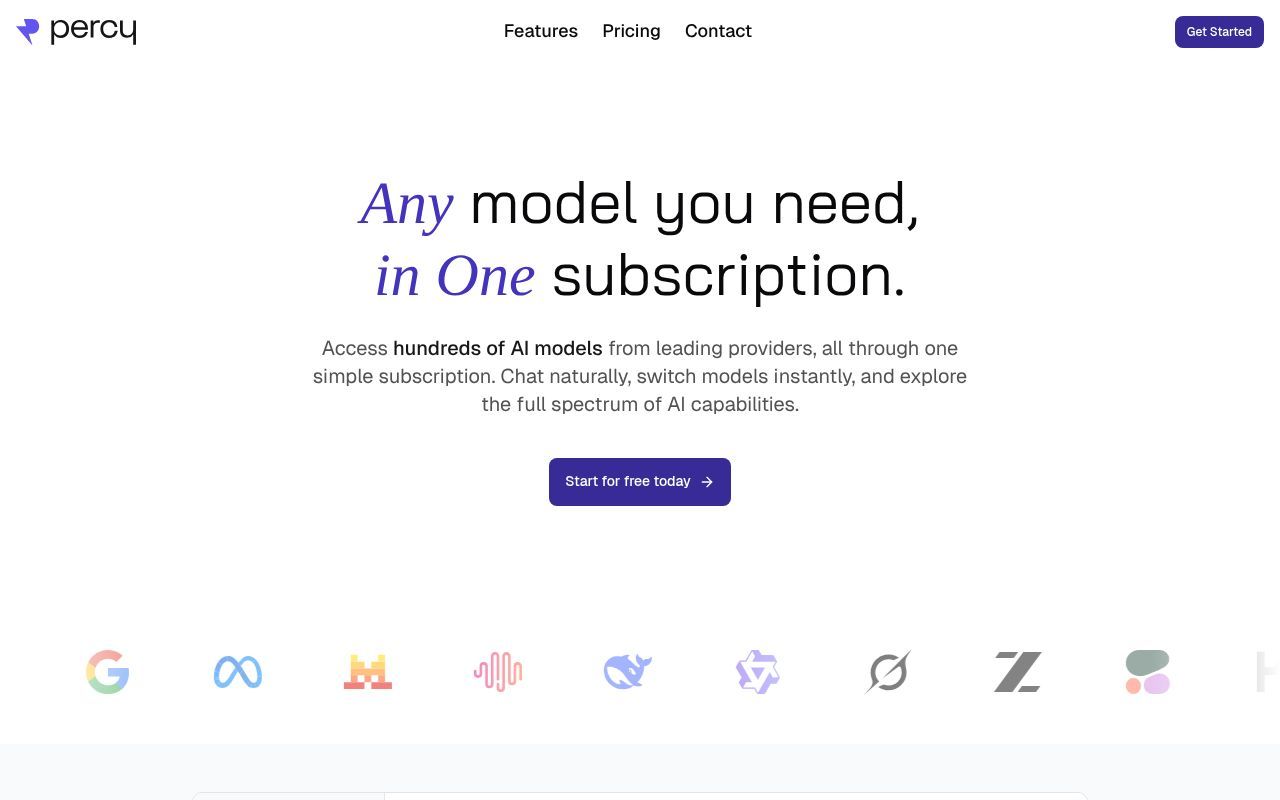 Homepage screenshot of percy.chat