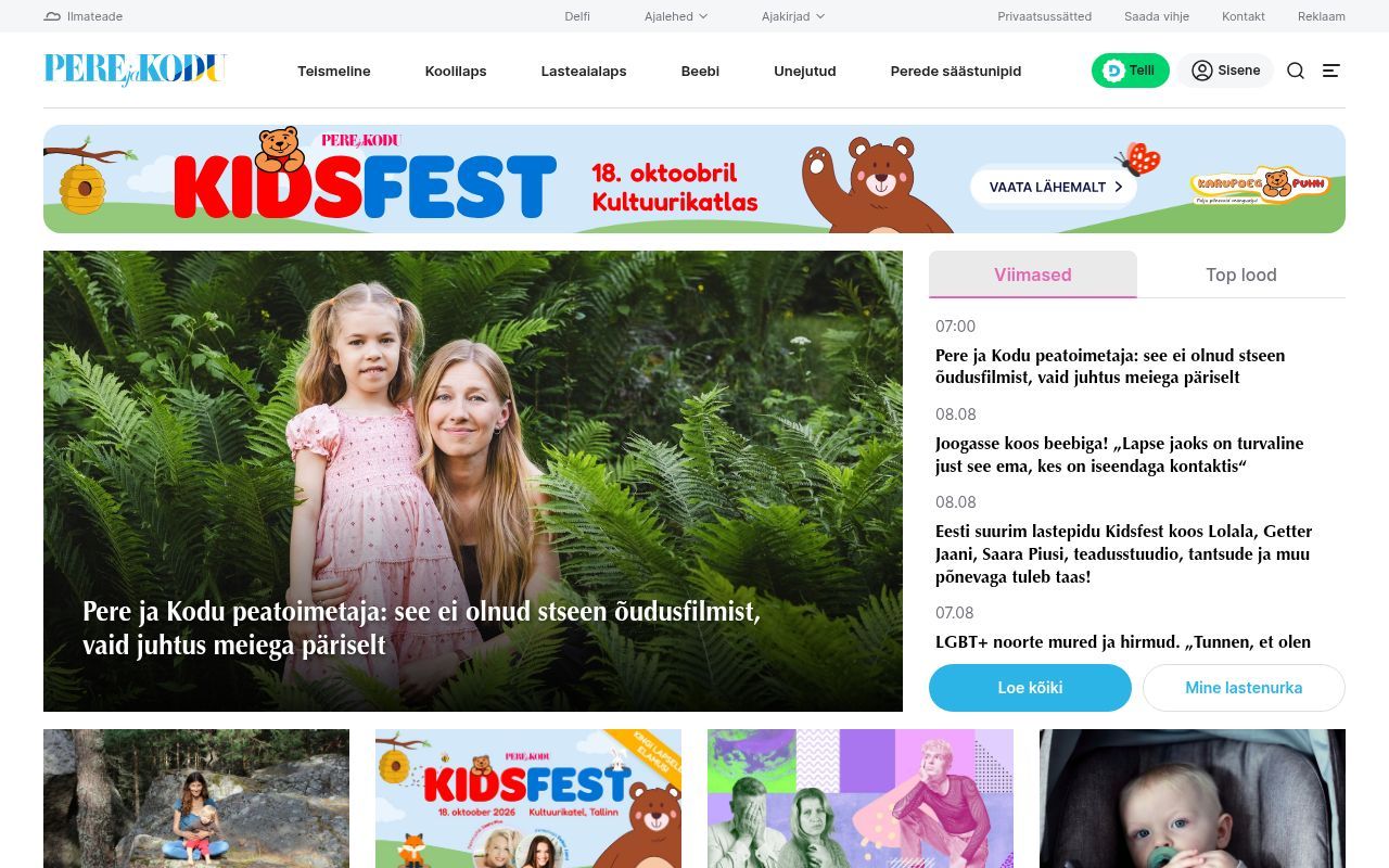 Homepage screenshot of perejakodu.delfi.ee