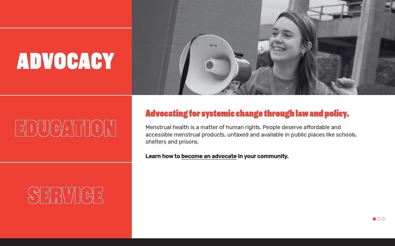 Homepage screenshot of period.org