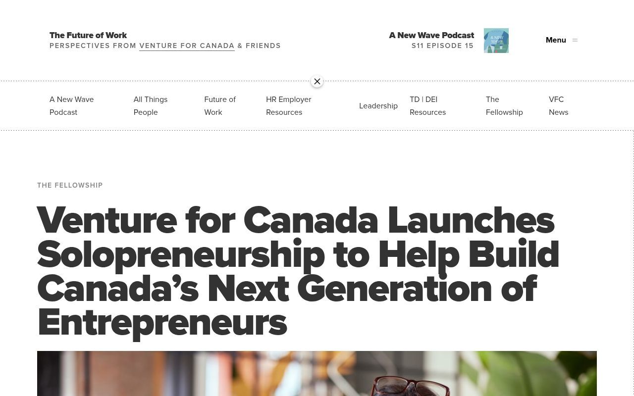 Homepage screenshot of perspectives.ventureforcanada.ca
