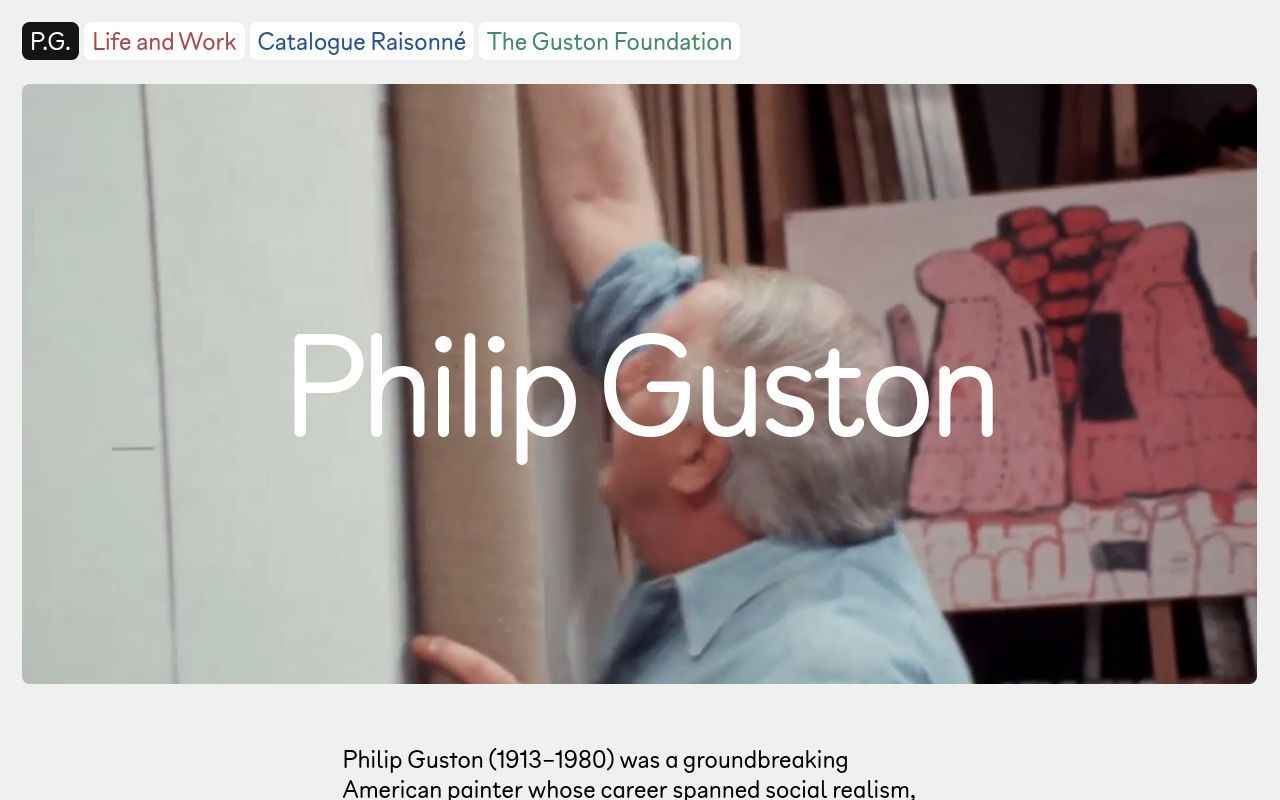 Homepage screenshot of philipguston.org