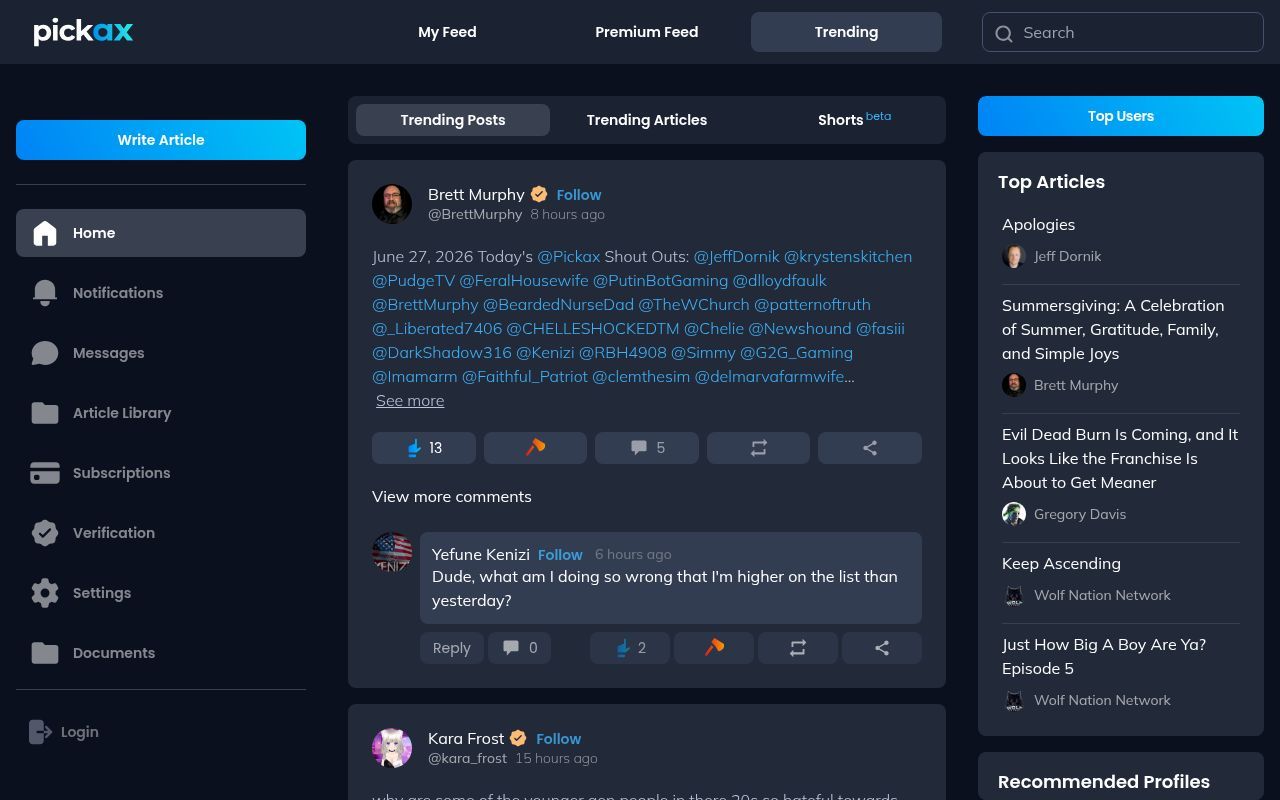 Homepage screenshot of pickax.com