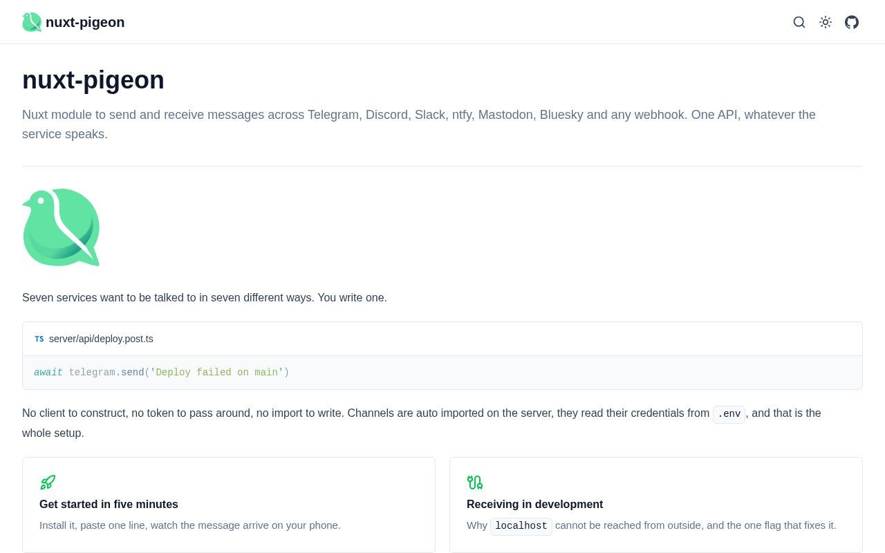 Homepage screenshot of pigeon.fh-softdev.de