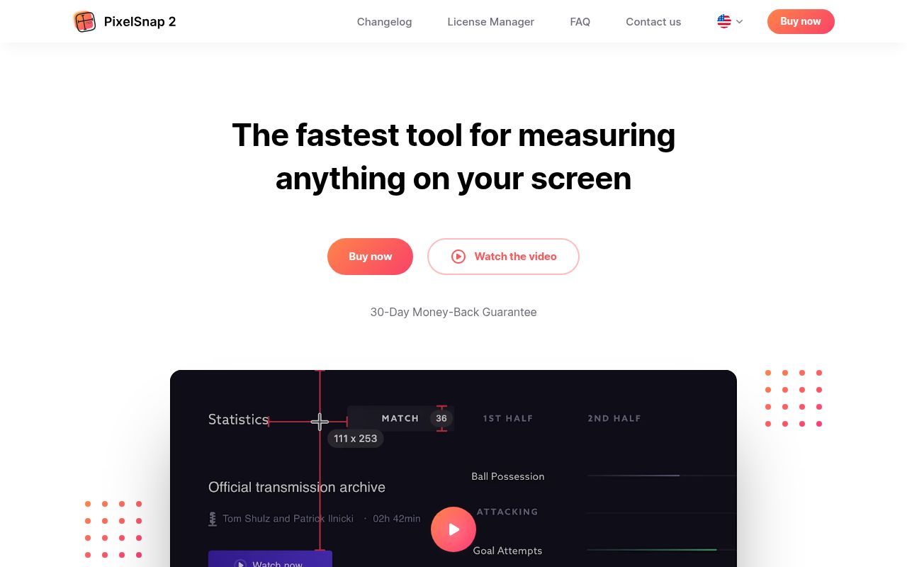 Homepage screenshot of pixelsnap.com