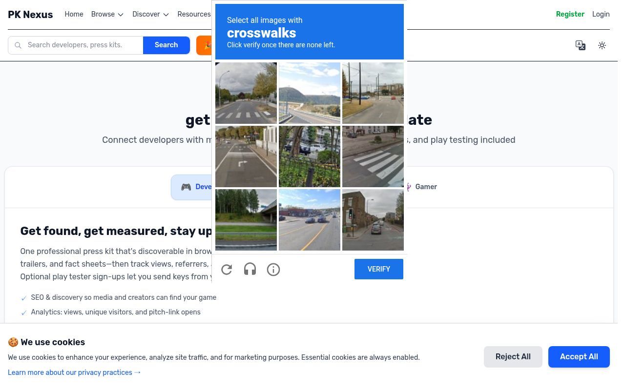 Homepage screenshot of pknexus.app