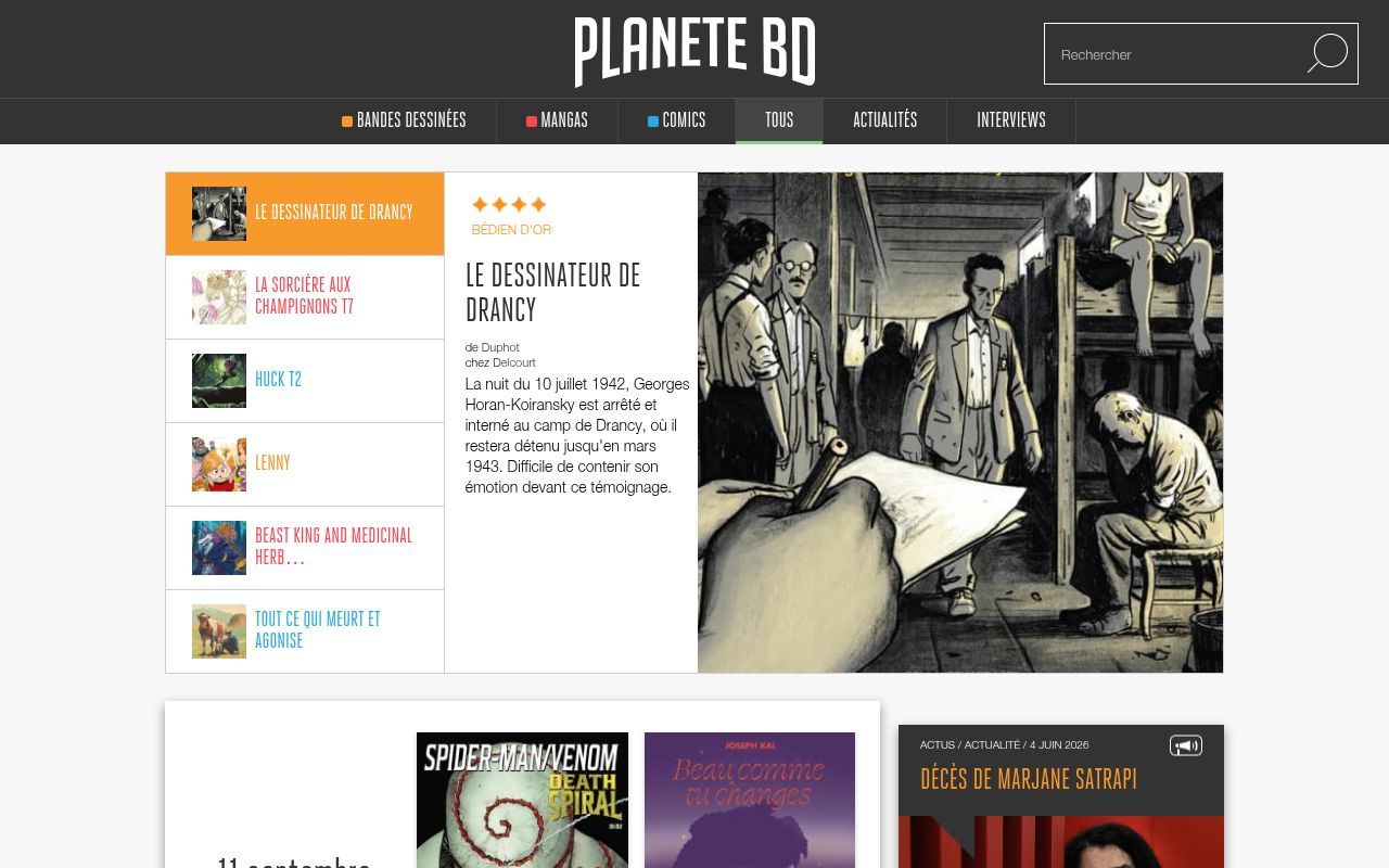 Homepage screenshot of planetebd.com