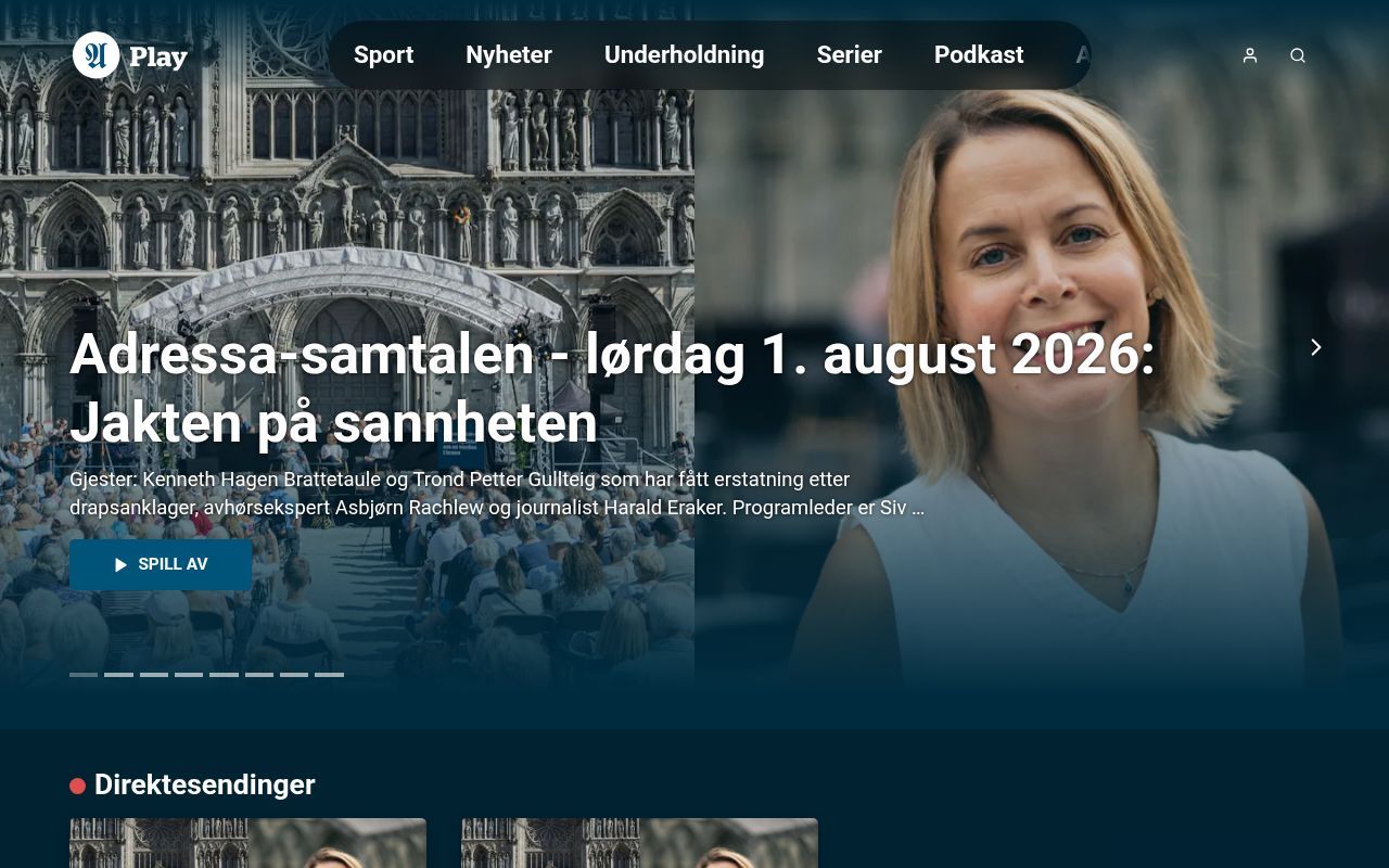 Homepage screenshot of play.adressa.no
