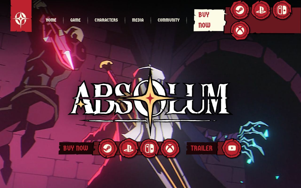 Homepage screenshot of playabsolum.com