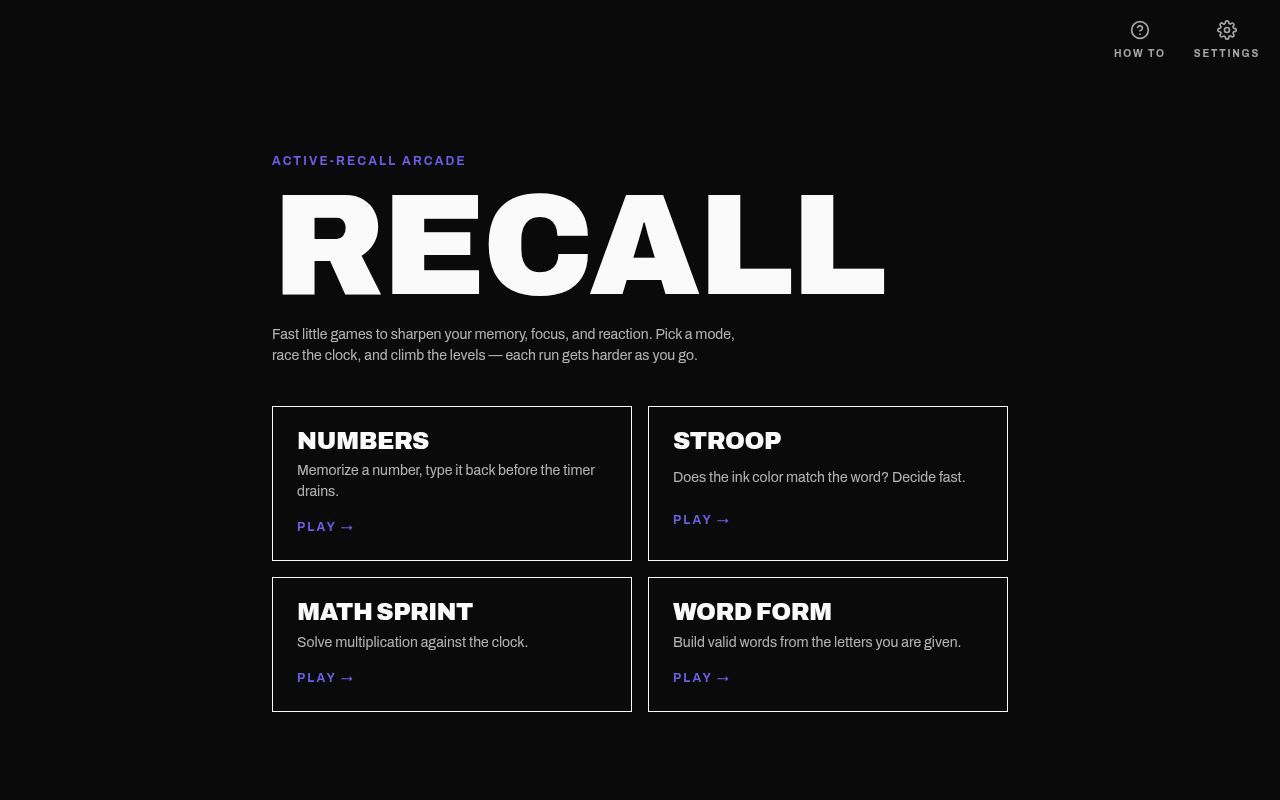 Homepage screenshot of playrecuerdo.vercel.app