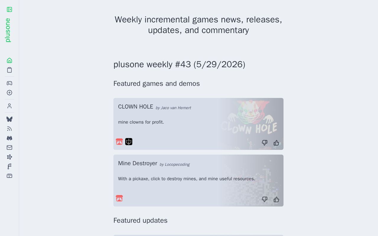 Homepage screenshot of plusone.incremental.social