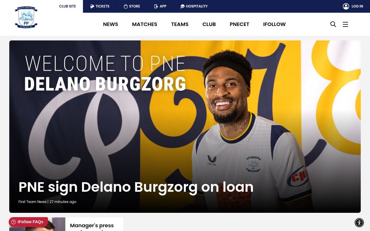 Homepage screenshot of pnefc.net