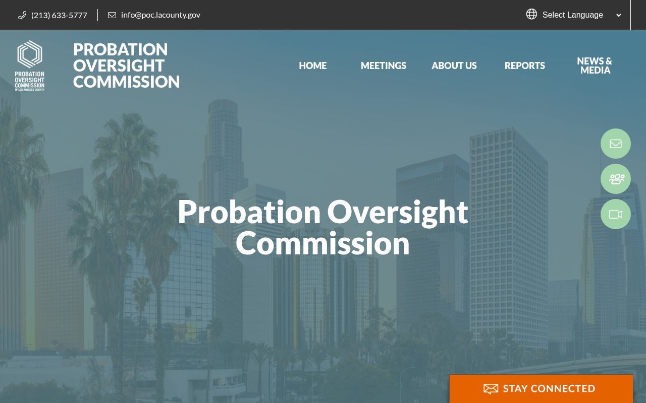 Homepage screenshot of poc.lacounty.gov