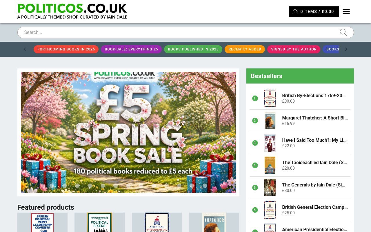 Homepage screenshot of politicos.co.uk