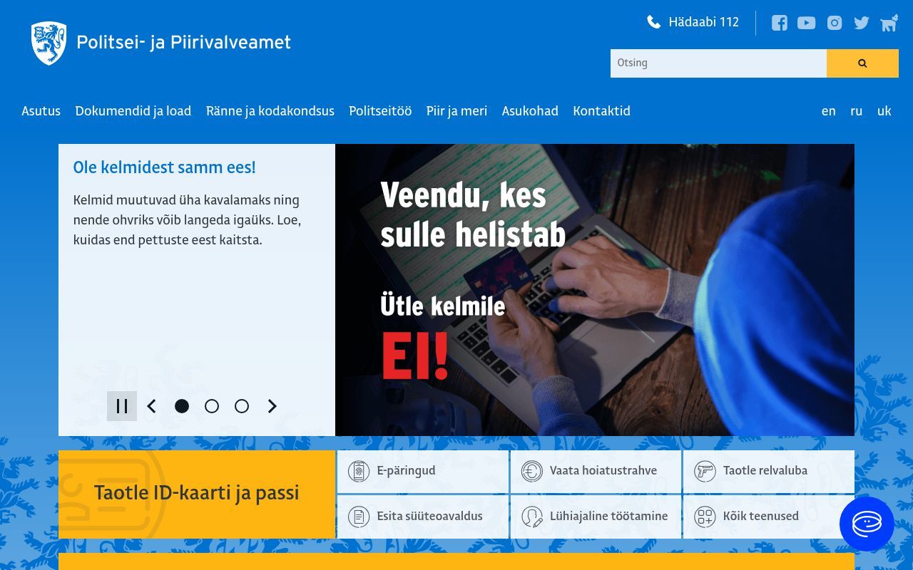 Homepage screenshot of politsei.ee