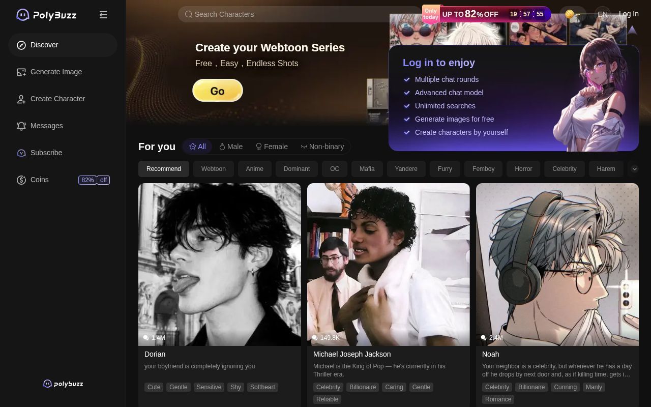 Homepage screenshot of polybuzz.ai