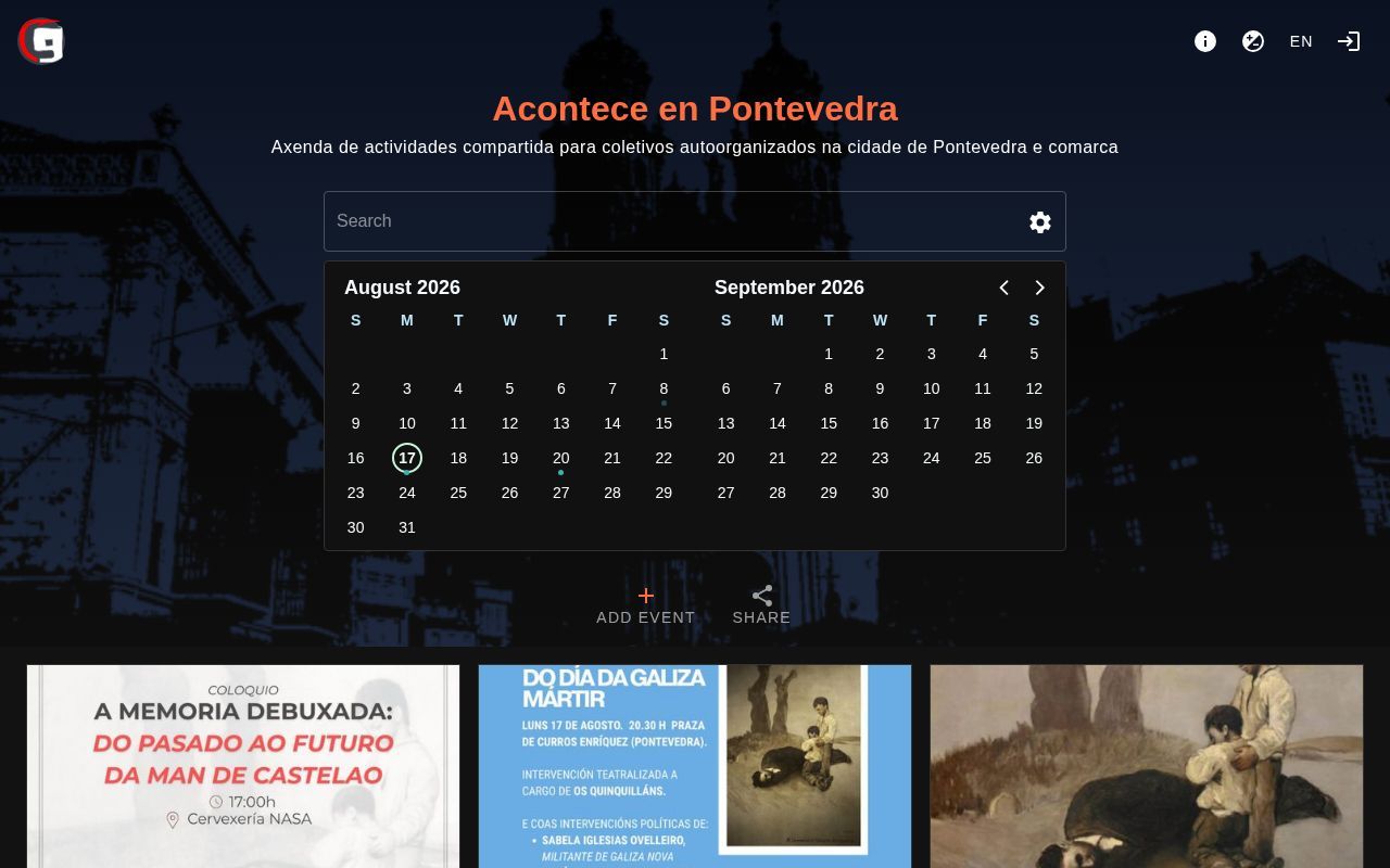 Homepage screenshot of pontevedra.acontece.gal