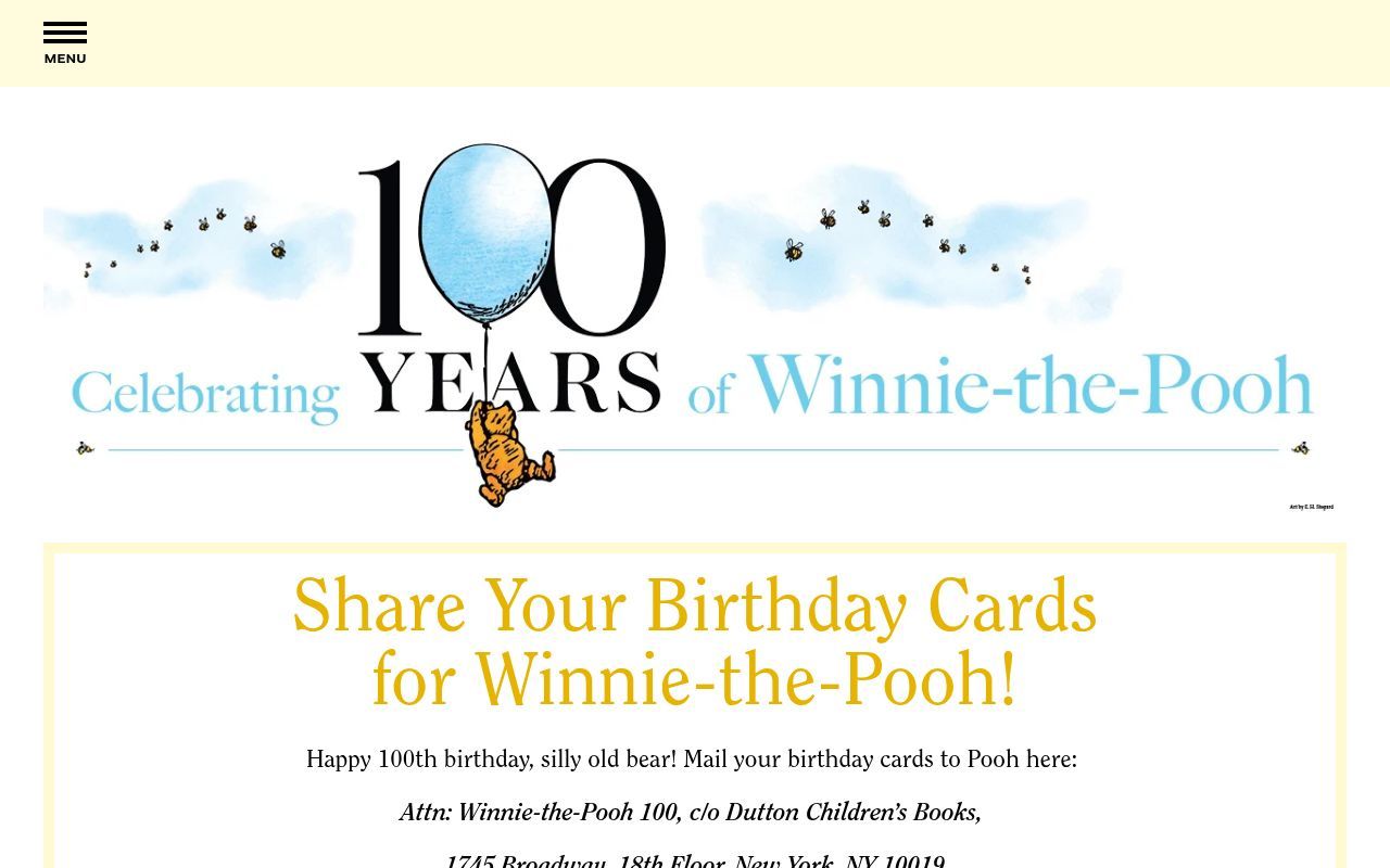 Homepage screenshot of pooh100.com