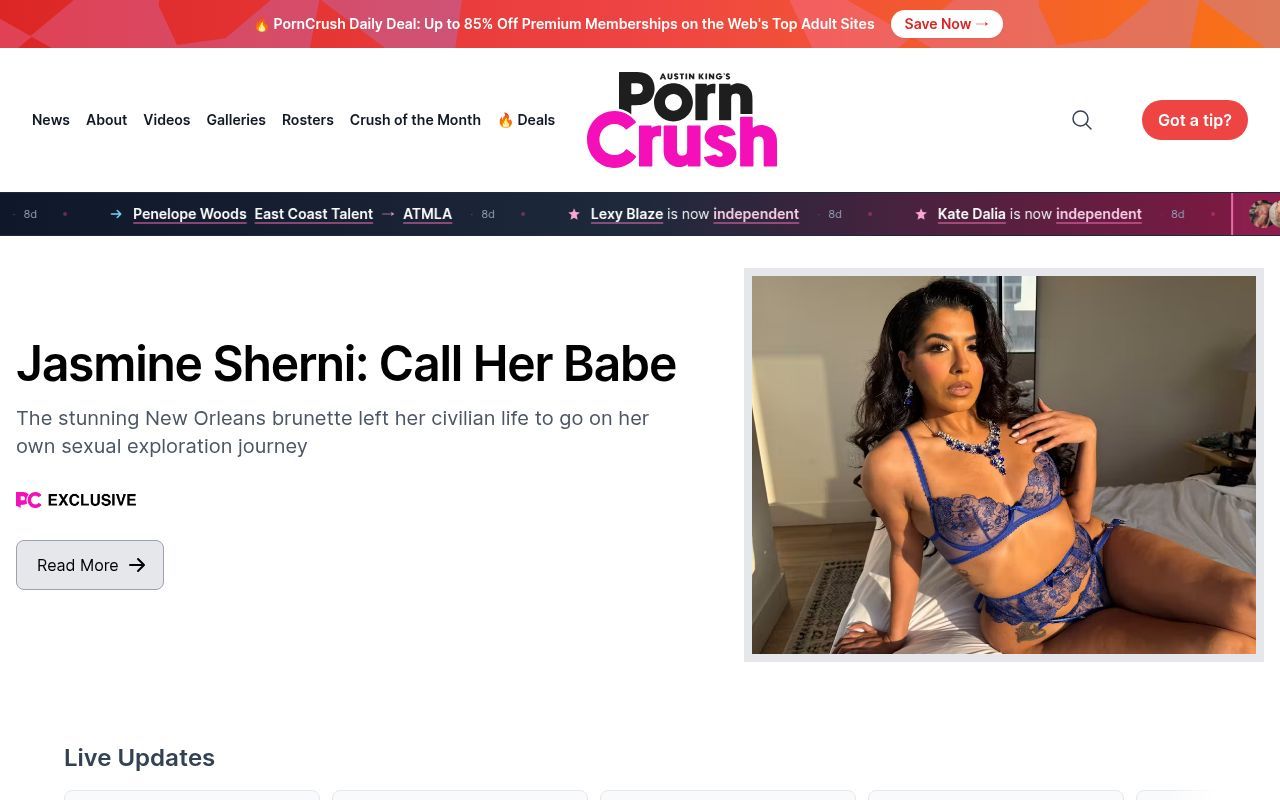 Homepage screenshot of porncrush.com
