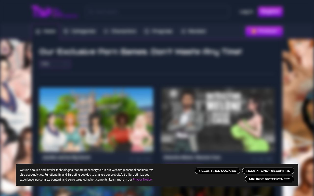 Homepage screenshot of porngamestown.com