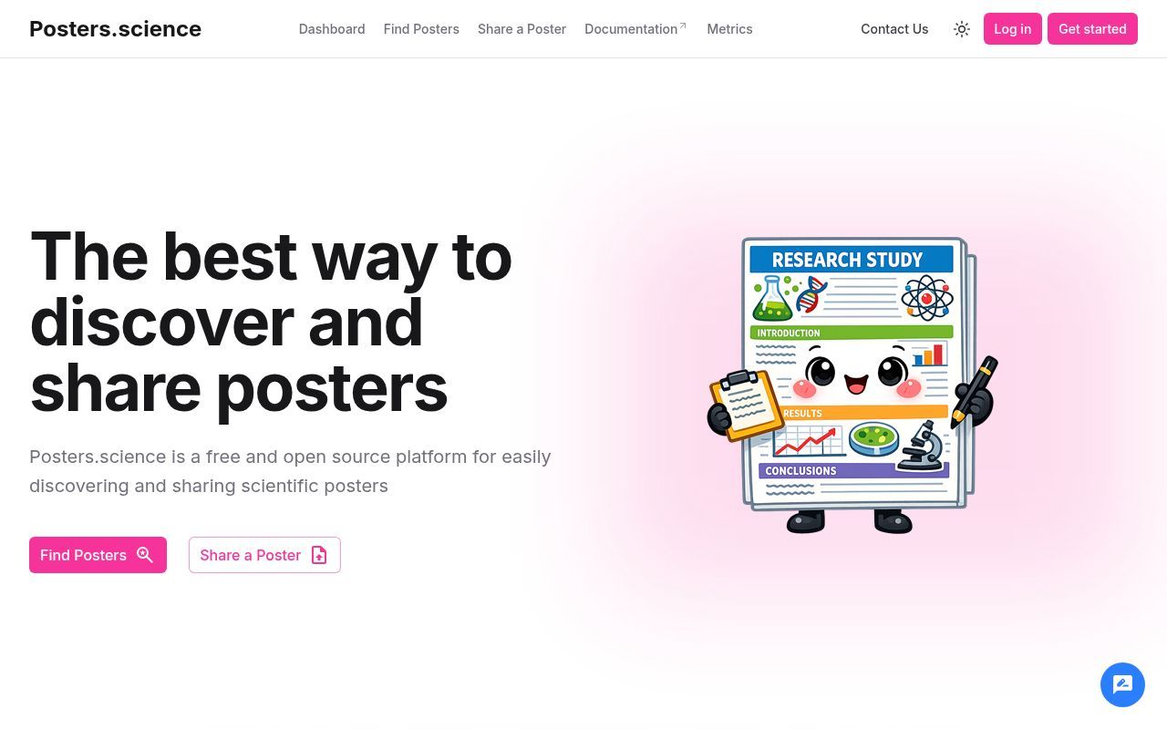 Homepage screenshot of posters.science