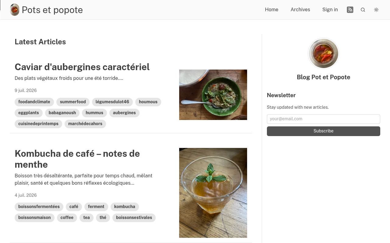 Homepage screenshot of potsetpopote.art