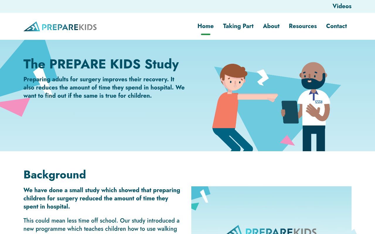 Homepage screenshot of preparekids.org