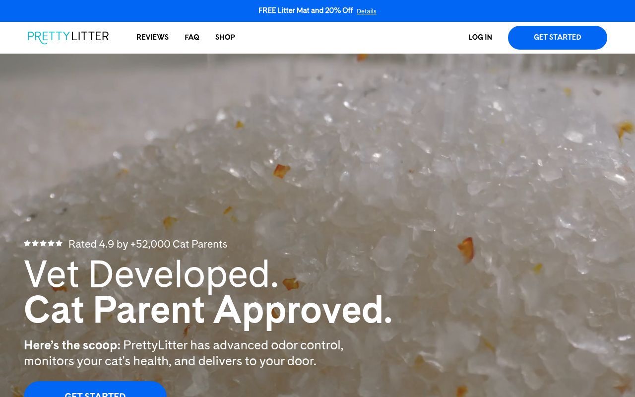 Homepage screenshot of prettylitter.com