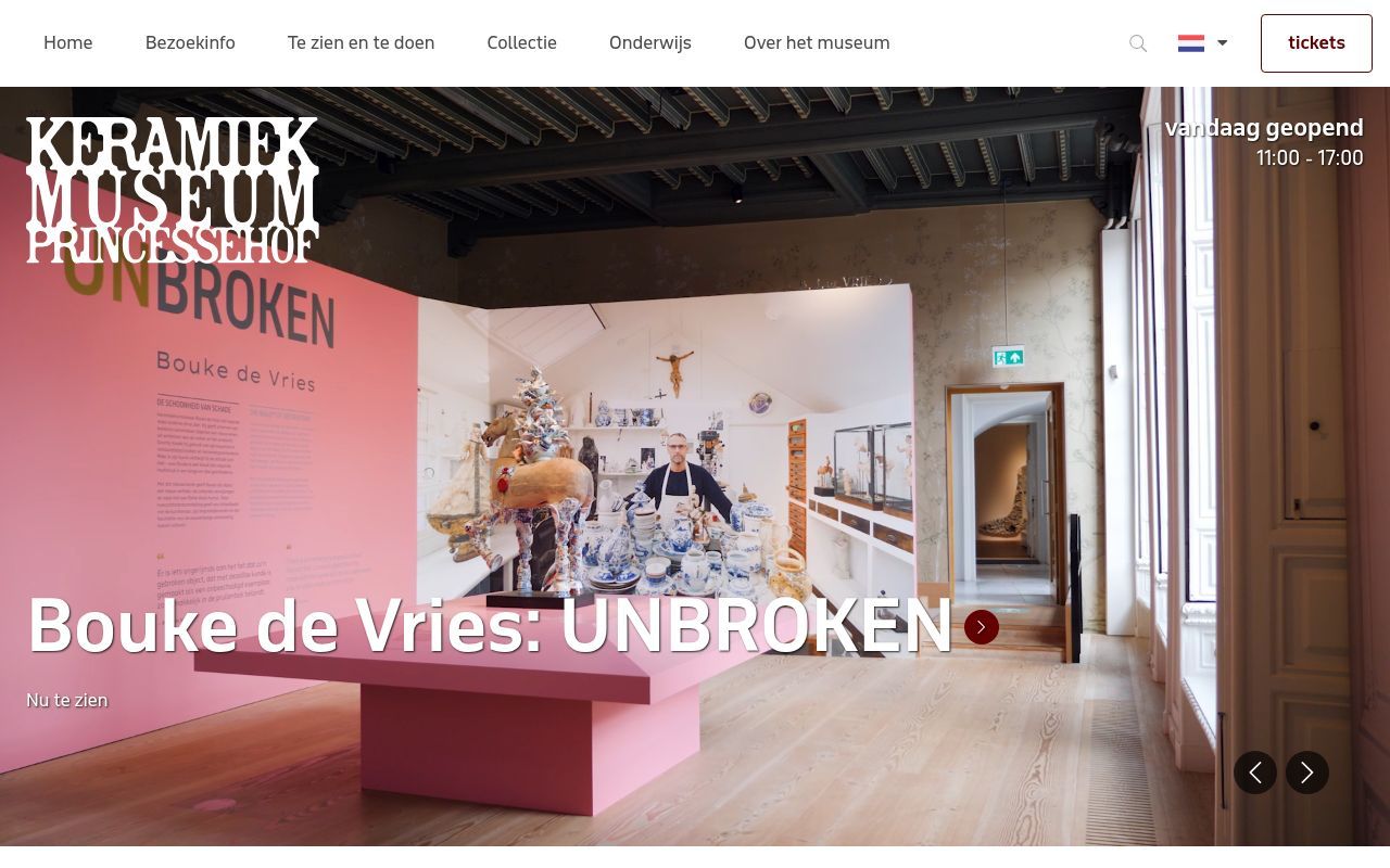 Homepage screenshot of princessehof.nl
