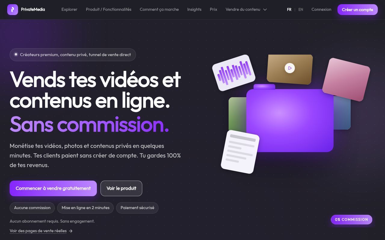Homepage screenshot of privatemedia.me